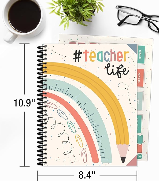 Carson Dellosa Education We Belong Teacher Planner offers an undated 2025-2026 lesson plan book with stickers, schedules, calendars, and boho essentials that help teachers stay organized in class.