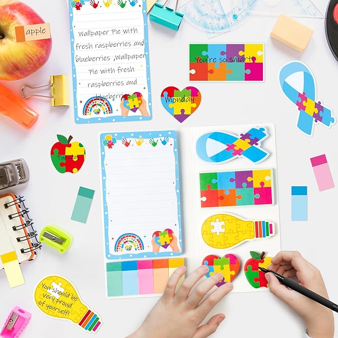 Xqumoi Autism Teacher Sticky Notes Set - 550 Sheets Autism Self-Stick Note Pads Special Education Divider Tabs Bundle Writing Memo Pad Back to Classroom Rewards School Supplies