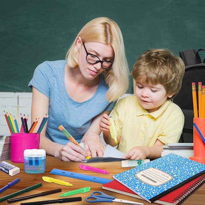 Back to School Supplies with Backpack Kids Kindergarten Preschool Elementary Supply Bundle Kit Middle High School Notebook for K-12 Student Girl Boy Classroom(Black)