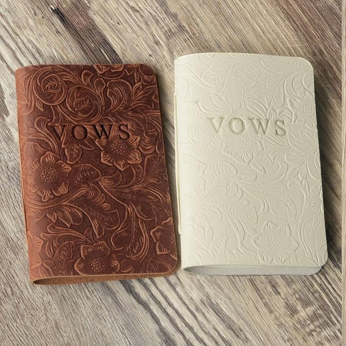 Genuine Leather Wedding Vow Books Set of 2 - His and Her Vow Notebooks for Couples, 5.8 x 3.8 Inch Wedding Vow Journal, Bridal Shower Gift