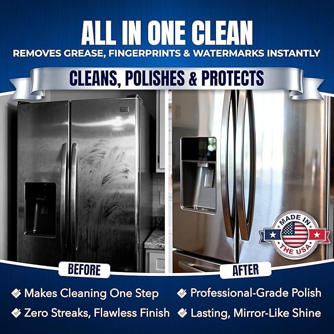 Sheila Shine 12 x 10oz w/Microfiber Cloth Stainless Steel Cleaner and Polish - Cleans, Polishes & Protects Kitchen Appliances, Refrigerators, Sinks, Ovens & Grills - Stainless Steel Fridge Cleaner