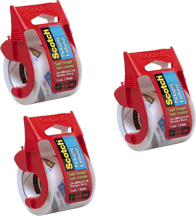 Scotch Brand 341 Wrap & Mail Tapes, Clear, 3 Pack
