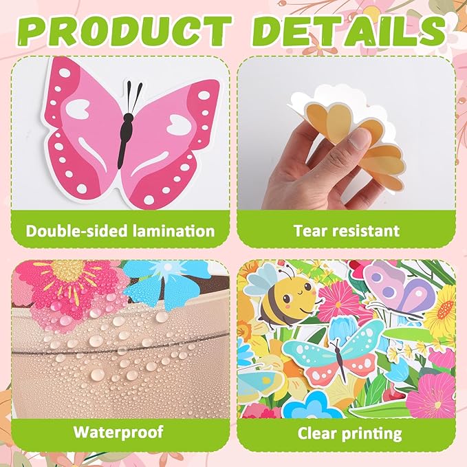 Spring Floral Flower Bulletin Board Set Spring Rainbow Insect Paper Cutouts Flower Rainbow Bulletin Board Classroom Decorations Bees Butterfly Party Supplies for Home School March April Wall Decor