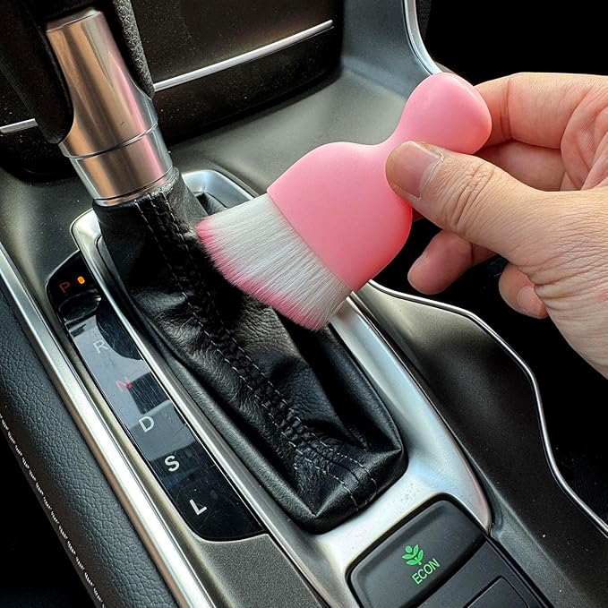 Car Detailing Brush, Soft Bristle Cleaning Brush, Scratch-Free Auto Duster Tool for Dashboard, Air Vents, Leather & Interior Cleaning (Pink)
