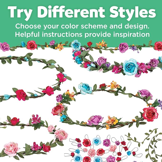 Creativity for Kids Flower Crowns Craft Kit - Create 4 Hair Accessories (Ages 7+)
