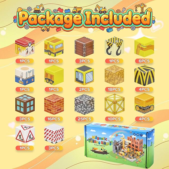 Magnetic Building Blocks for Kids, Magnetic Tiles Build Cubes Game, 100PCS STEM Educational Magnet Toys, Ideal Gift for Toddlers Boys Girls Grandkids Christmas Birthday