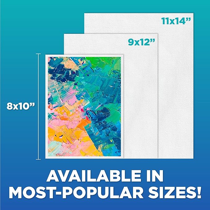 Horizon Group USA Painting Panel Canvas Boards, 8" x 10", Pack of 12, Multicolor