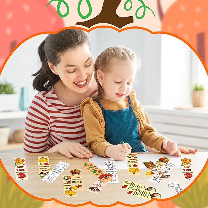 Fall Color Your Own Bookmarks for Kids - 120Pcs Religious Theme DIY Coloring Blank Bookmark Christian Classroom Art Craft Supplies for Teachers Students Gift Party Sunday School Reward Goodie Fillers