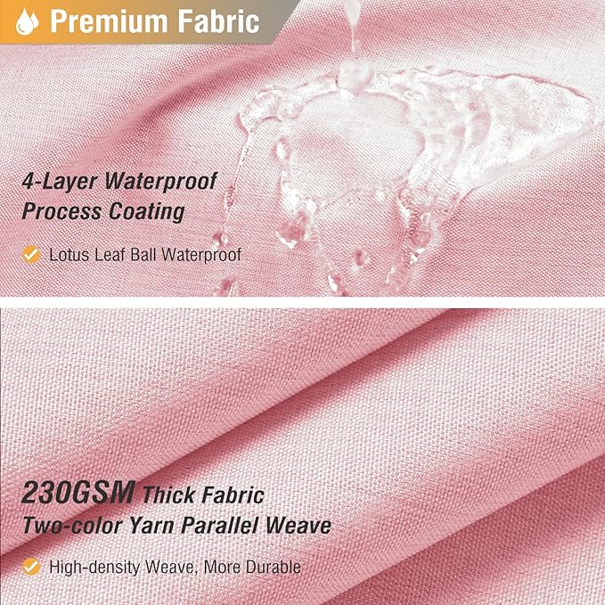 BTTN Extra Long Shower Curtain, 96 Inch Linen Textured Heavy Duty Fabric Shower Curtain Set with 12 Plastic Hooks, Large Luxury Decorative Polyester Cloth Shower Curtains for Bathroom, 72"x96", Pink