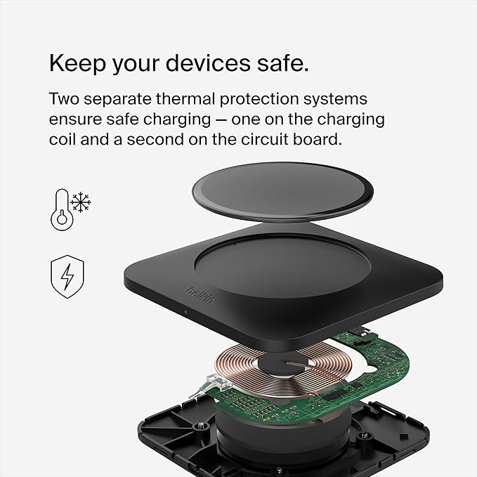 Belkin 15W Wireless Charger Qi-Certified, Non-Magnetic Easy Align Fast Wireless Charging Pad, Compact Charger for Apple iPhone, Samsung Galaxy, AirPods Pro, and Other Qi-Enabled Devices