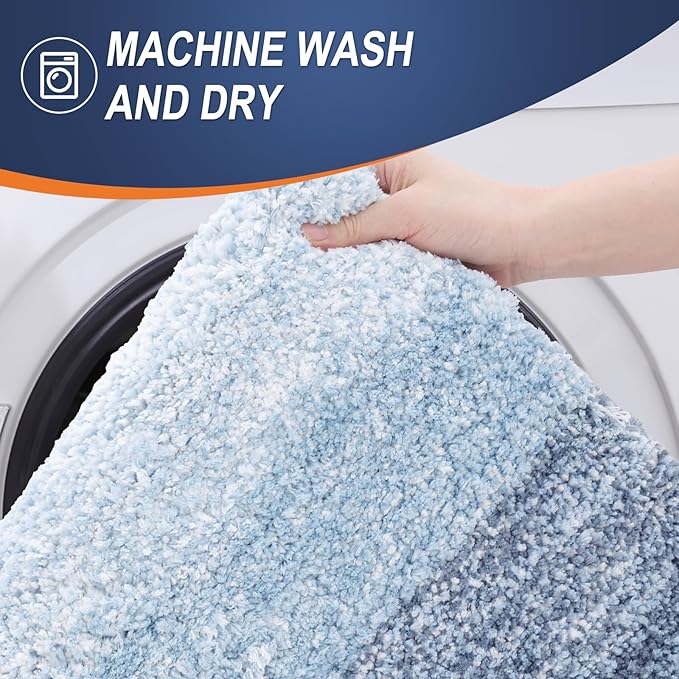 OLANLY Bathroom Rugs Mat 50x30, Extra Soft Absorbent Microfiber Bath Rugs, Rubber Backing, Quick Dry, Machine Washable Bath Mats for Bathroom Floor, Tub and Shower, Home Decor Accessories, Blue