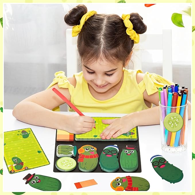 B1ykin Cute Sticky Notes Set - Just A Girl Who Loves Pickles Self-Stick Notes Pad, 550 Sheets Writing Memo Pages Sticky Notepad for Teacher Appreciation Gifts, School Office Supplies (Pickles)