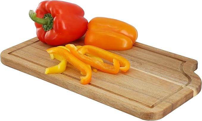 Elama 14 x 8.5 Inch Acacia Wood Cutting, Prep and Serving Butcher Cutting Board – Cutting and Serving Board for Meat, Cheese, and Vegetables (14 x 8.5 Inch)