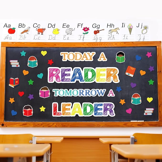 Read Bulletin Board Decoration Set Reading Classroom Bulletin Board Cutouts for Party School Classroom Door Welcome Bulletin Board Craft Home Wall (Today a Reader, Tomorrow a Leader)