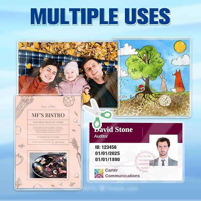Index Card Laminating Pouches 3x5 File Card Laminating Pouches Lamination Pouches Recipe Card Laminating Pouches for Work Permits Pass Cards Student ID Cards (500, 3x5inch)