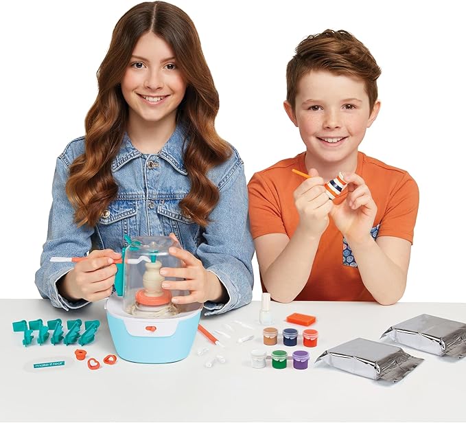 Make It Real: Mini Pottery Studio Deluxe Set - DIY All-in-1 Sculpting Craft Kit, All Skill Levels, Miniature Clay Projects, Kids Girls & Tweens Age 8+