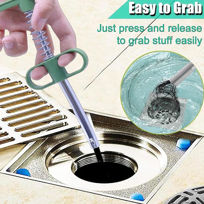 Upgrade Drain Snake for Hair Clogs, 61'' Four claw grabber pickup tool for Litter Pick, Home Sink, Drains, Toilet, Snake Drain Hair Remover