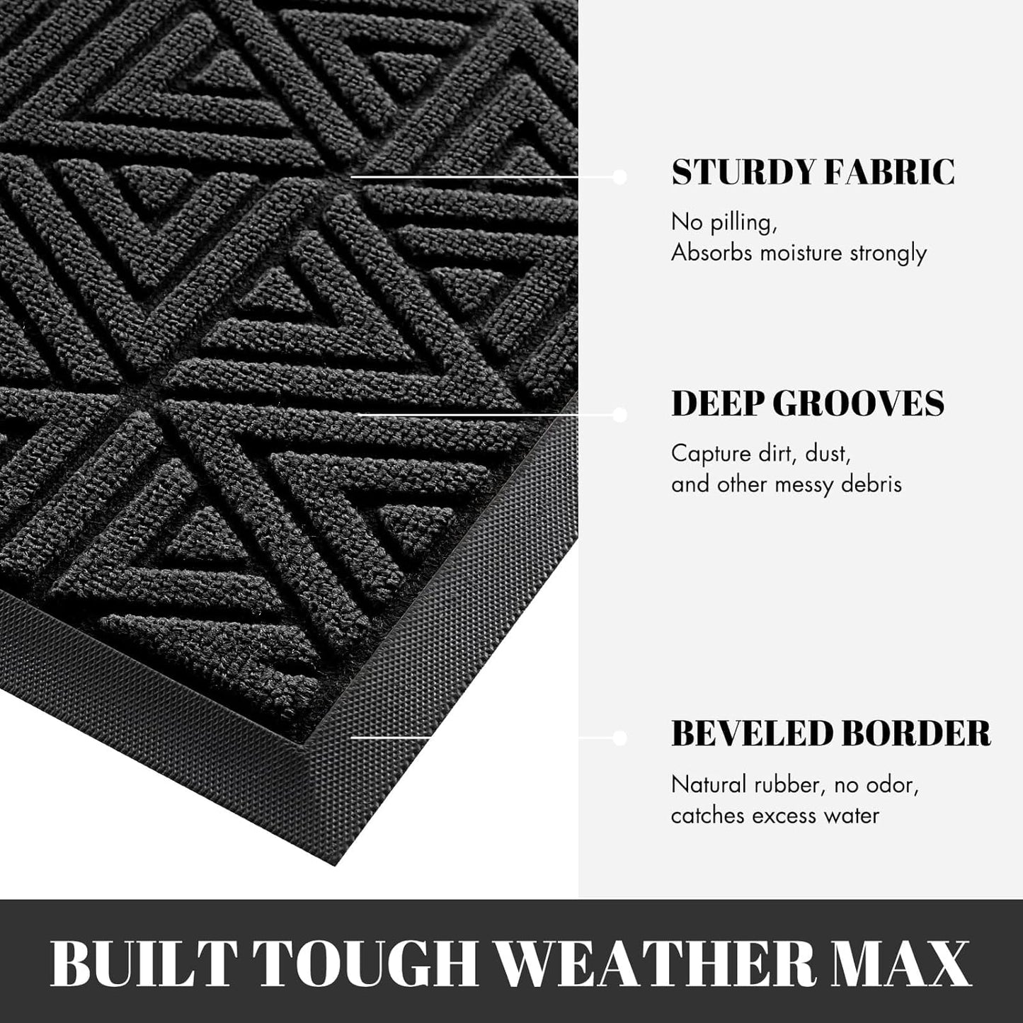 Yimobra Front Door Mat Outside Entrance 72 x 24, Waterproof and Washable Outdoor Mat, Non Slip Rubber Backing, Heavy Duty Welcome Matt for Home Entry Floor Porch Garage Office, Low Profile, Black