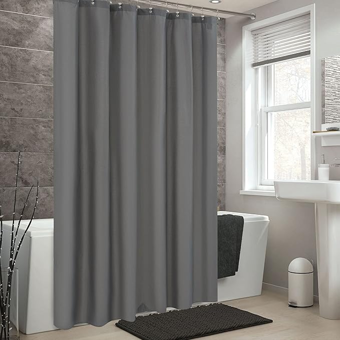 ALYVIA SPRING Stall Fabric Shower Curtain Liner Waterproof - Soft & Lightweight Small Shower Curtain with Magnets for Narrow Stall Size, Machine Washable - 36x72, Dark Gray