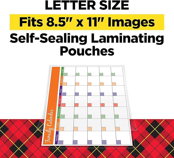 Scotch Self-Sealing Laminating Sheets, Gloss Finish, 9 in x 11.5 in, Easy to Use and No Laminator Needed, 5/Pack