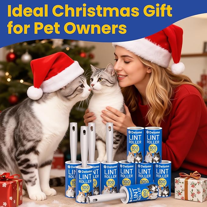 DELOMO Lint Roller 1,000 Sheets (5 Rollers + 5 Refills) - Lint Rollers for Pet Hair Extra Sticky, Mega Value Pet Hair Removal Tool for Clothes/Couch/Furniture/Car - Ideal for Pet Owners