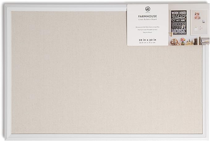 U Brands Farmhouse Board (Linen Pin Board, 30" x 20")