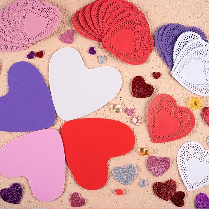 JOYIN 200 PCS Valentines Day Craft Gift Set with Heart Doilies, Tableware Decoration, Home Activitie, Kitchen Disposable Table Doilies, Valentine's Day Party Tableware Decoration