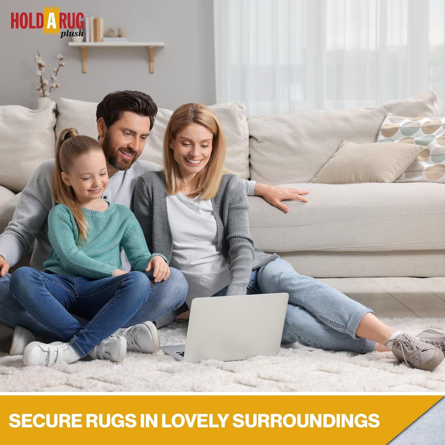 Hold-a-Rug Plush 10' x 14' Nonskid, Nonslip Rug Pad, Reversible Gripper, ¼ Thick, Safe for All Floors and Carpet, Keep Area Rugs Secure