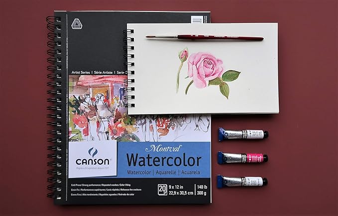 Canson Artist Series Montval Watercolor Paper, Wirebound Pad, 10x15 inches, 12 Sheets (140lb/300g) - Artist Paper for Adults and Students - Watercolors, Mixed Media, Markers and Art Journaling