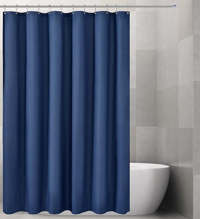Barossa Design Soft Microfiber Fabric Shower Liner or Curtain, Hotel Quality, Machine Washable, Water Repellent, Navy Blue, 70 x 72 inches