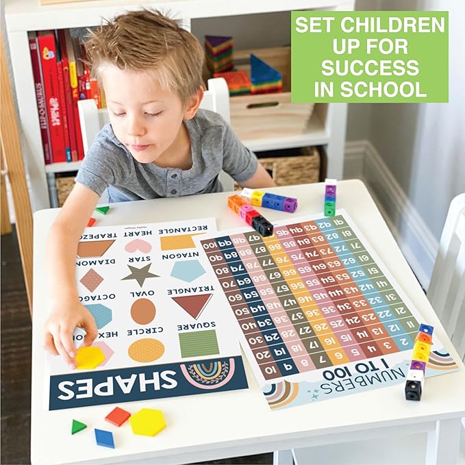Hadley Designs 16 Educational Posters for Toddlers 1-3 - Learning Poster for Kids Ages 3-5, Alphabet Chart Playroom Homeschool Daycare & Classroom Decor, Kindergarten & Preschool Classroom Must Haves