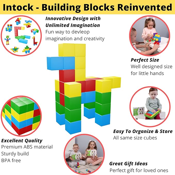 Magnetic Blocks, Magnetic Cubes Educational Toys, Original Award Winning Magnetic Building Blocks for Kids, 40 Pieces Colorful Autism Toys Magic Cube Sensory Toys for Kids
