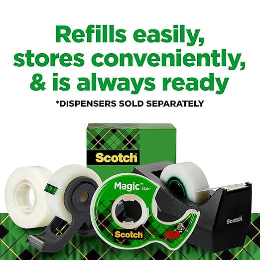 Scotch Magic Tape, Invisible, Home Office Supplies and Back to School Supplies for College and Classrooms, 1 Roll