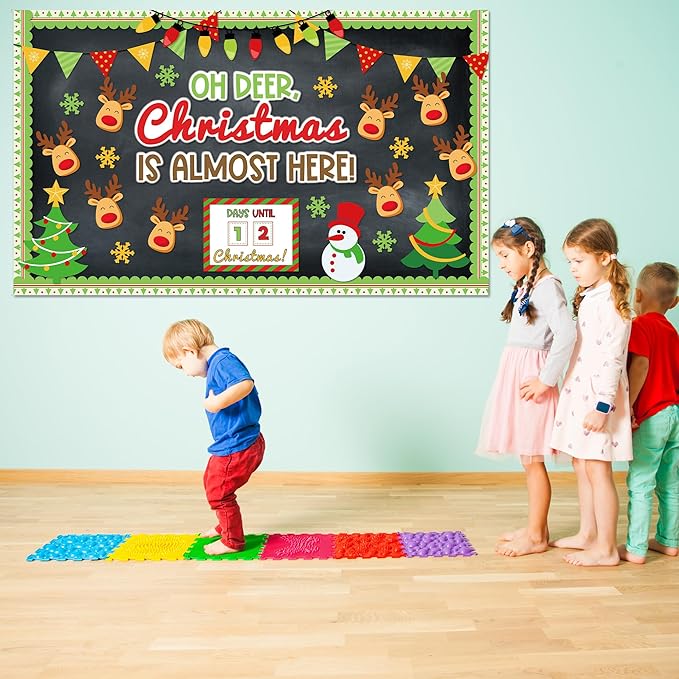 Christmas Bulletin Board Set OH Deer Christmas is Almost Here Cutouts Bulletin Board Christmas Countdown Elk Classroom Decorations for Holiday Xmas School Home Room Chalkboard Wall Door Decor