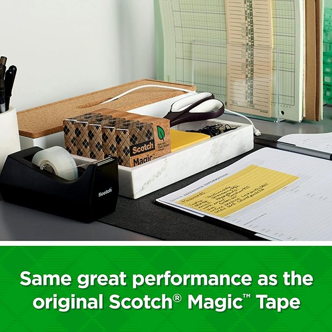 Scotch Magic Greener Tape, 2 Rolls, Numerous Applications, Invisible, Engineered for Repairing, 3/4 x 900 Inches, Boxed (812-2P)