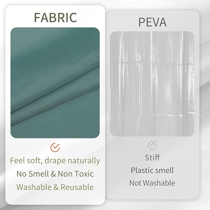 ALYVIA SPRING Extra Long Fabric Shower Curtain Liner Waterproof - 72" x 84", Soft & Lightweight XL Shower Curtain with 3 Magnets, Machine Washable - 72x84, Sea Teal