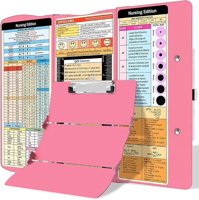 Nursing Clipboard Foldable Clipboard Medical: Edition Cheat Sheets Aluminum 3 Layers Foldable Clipboards Nursing Pocket Size Profile Clip Nurse Clipboards Notepad for Nurses Students and Doctors
