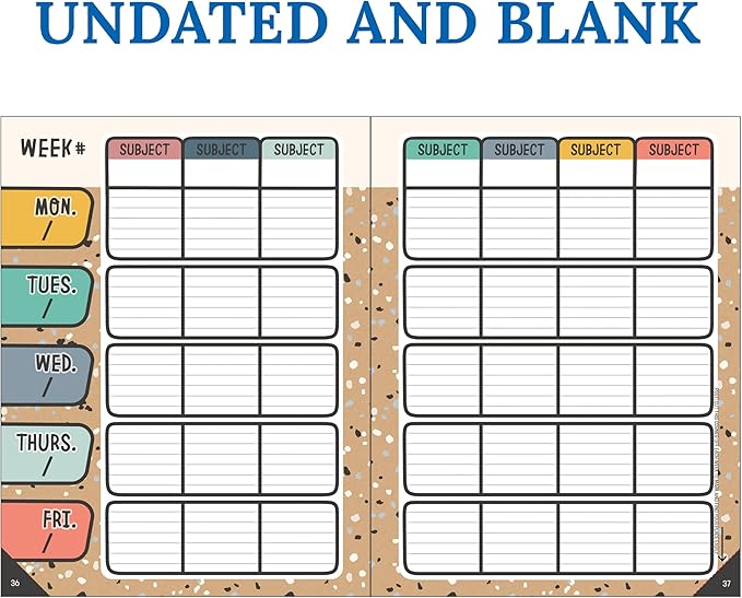 Carson Dellosa Education We Belong Teacher Planner offers an undated 2025-2026 lesson plan book with stickers, schedules, calendars, and boho essentials that help teachers stay organized in class.