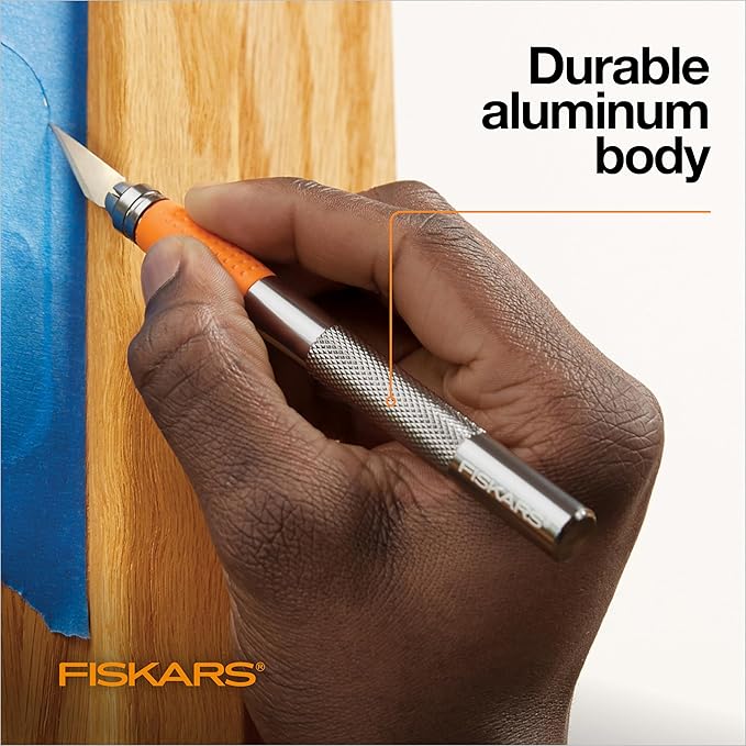 Fiskars Detail Craft Knife, Cool Gifts for Brother, Included with Protective Cover, 8", Exacto Knife for Crafting, Orange