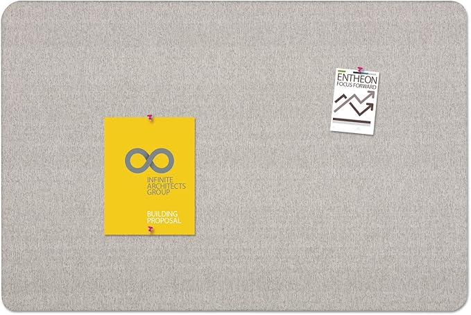 Quartet Bulletin Board, Fabric, 4' x 3', Frameless, High-Density Fiberboard, Oval Office, Gray (7684G)