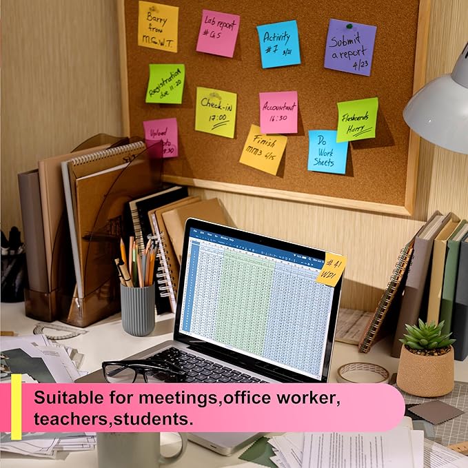 OHOME Sticky Notes - 12 Pads, 3”x3” - Colorful Self-Stick Post Notes Bulk - Office Desk Accessories | Teacher Classroom Must Haves,Aesthetic School Supplies for Home,Easter Basket Stuffers