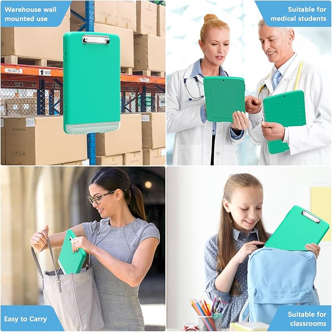 Hongri Clipboard with Storage with Pen Holder, Folder Nursing Clip Board 8.5 x 11 Foilo-Side Opening, High Capacity, Light Weight for Teachers, Classroom. Size 14 x 9.6 x 1.2 in(Green)