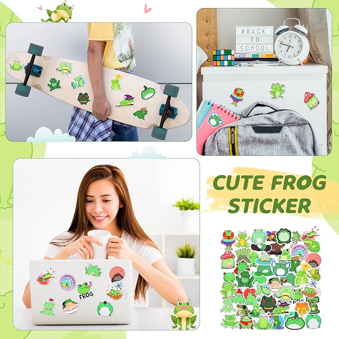 Crtin 69 Pcs Cute Sticky Notes Set,Cartoon Pen, Stickers, Paperclip, Sticky Memos Office & Party Favors(Frog)