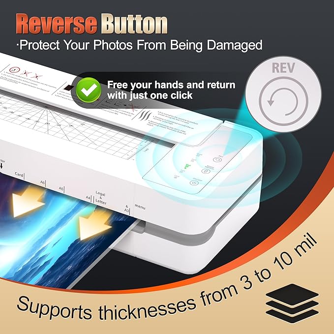 13" 4-Roller Commercial Laminator Machine, 3-10 Mil Thickness Laminating Machine, Fast 55s Warm-Up & 1000mm/min Laminating Speed for Laminating 11x17 & A3 Size, Includes 30 Sheets for Office, School