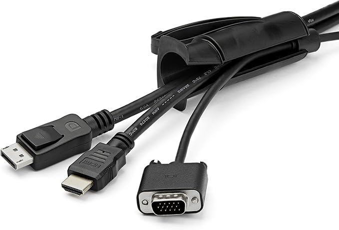 StarTech.com 1.5m (4.9ft) Cable Management Sleeve - Spiral - 1.8" (45mm) Diameter - W/Cable Loading Tool (CMSCOILED3), Black