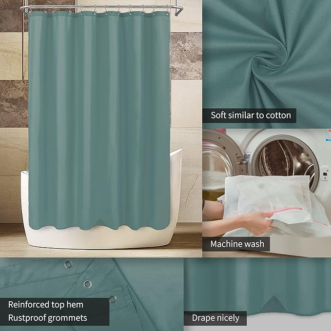 ALYVIA SPRING Extra Long Fabric Shower Curtain Liner Waterproof - 72" x 84", Soft & Lightweight XL Shower Curtain with 3 Magnets, Machine Washable - 72x84, Sea Teal