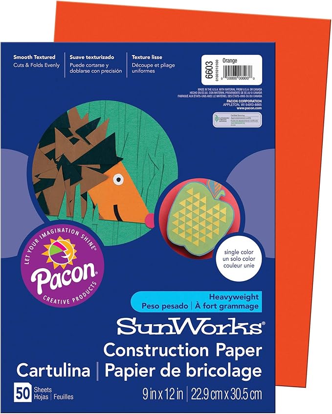 Prang SunWorks® Construction Paper, Orange, 9" x 12", 50 Sheets Per Pack, 10 Packs