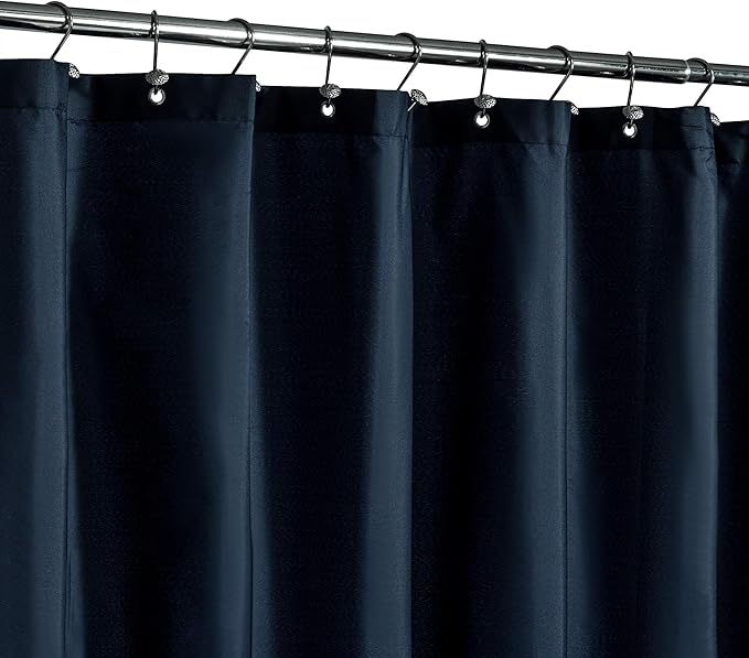 N&Y HOME Fabric Shower Curtain Liner with Weighted Magnets - Navy Blue Shower Curtain for Bathroom with Hotel Quality, Machine Washable, Water Repellent - Navy, 72x72