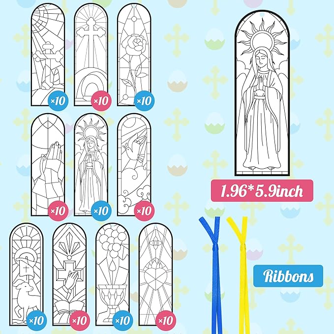 100Pcs He is Risen Color Your Own Bookmarks Double-Sided Easter DIY Coloring Blank Bookmark Religious Jesus Resurrection Classroom Art Crafts Supplies for Students Teachers Spring Party Goodie Fillers