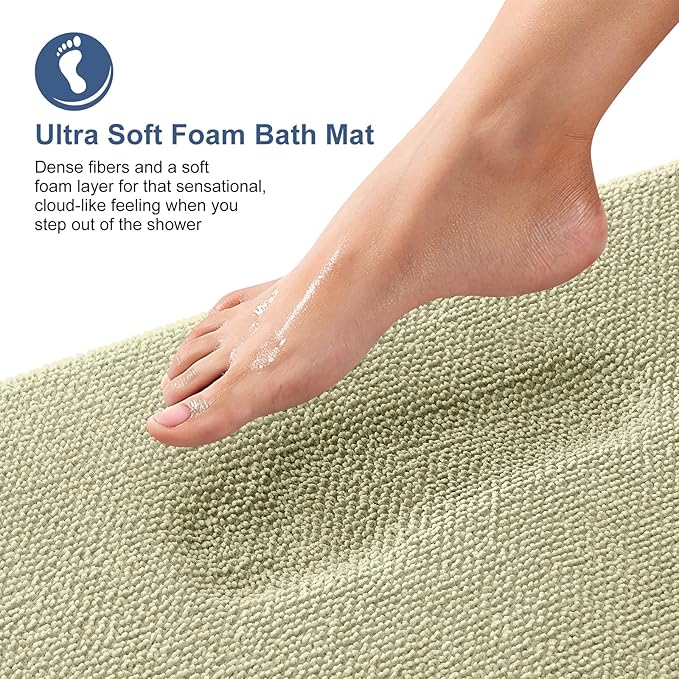 OLANLY Thick Memory Foam Bath Mats Rugs 36x24, Extra Soft Absorbent Bathroom Rug, Quick Dry Bath Mat, Non-Slip, Machine Washable Carpet for Bathroom, Tub and Shower, Home Decor Accessories, Vanilla